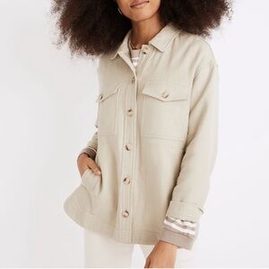 Madewell Oatmeal Beige Cream Tan Shacket Button Up Jacket Size Medium